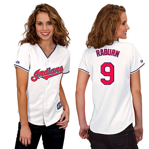 Ryan Raburn #9 mlb Jersey-Cleveland Indians Women's Authentic Home White Cool Base Baseball Jersey